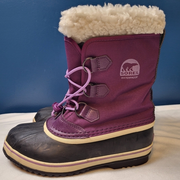 Sorel Waterproof Women's Snow Boots Size 7 Purple Sherpa Trim - Picture 8 of 10